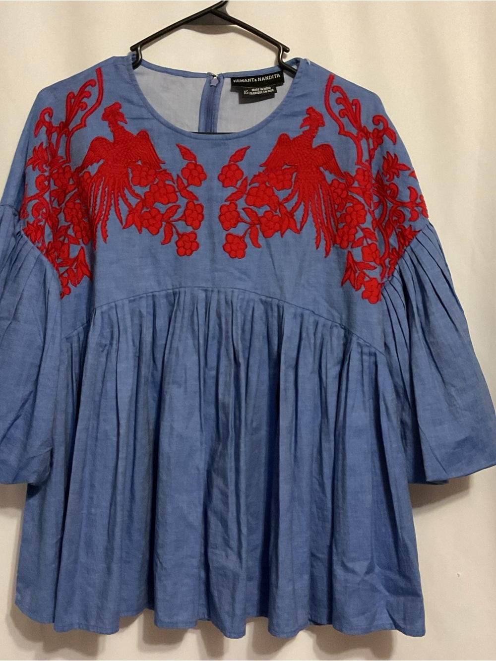 Anthropologie Hemant & Nandita Lianna Embroidered Chambray top - Picture 3 of 10